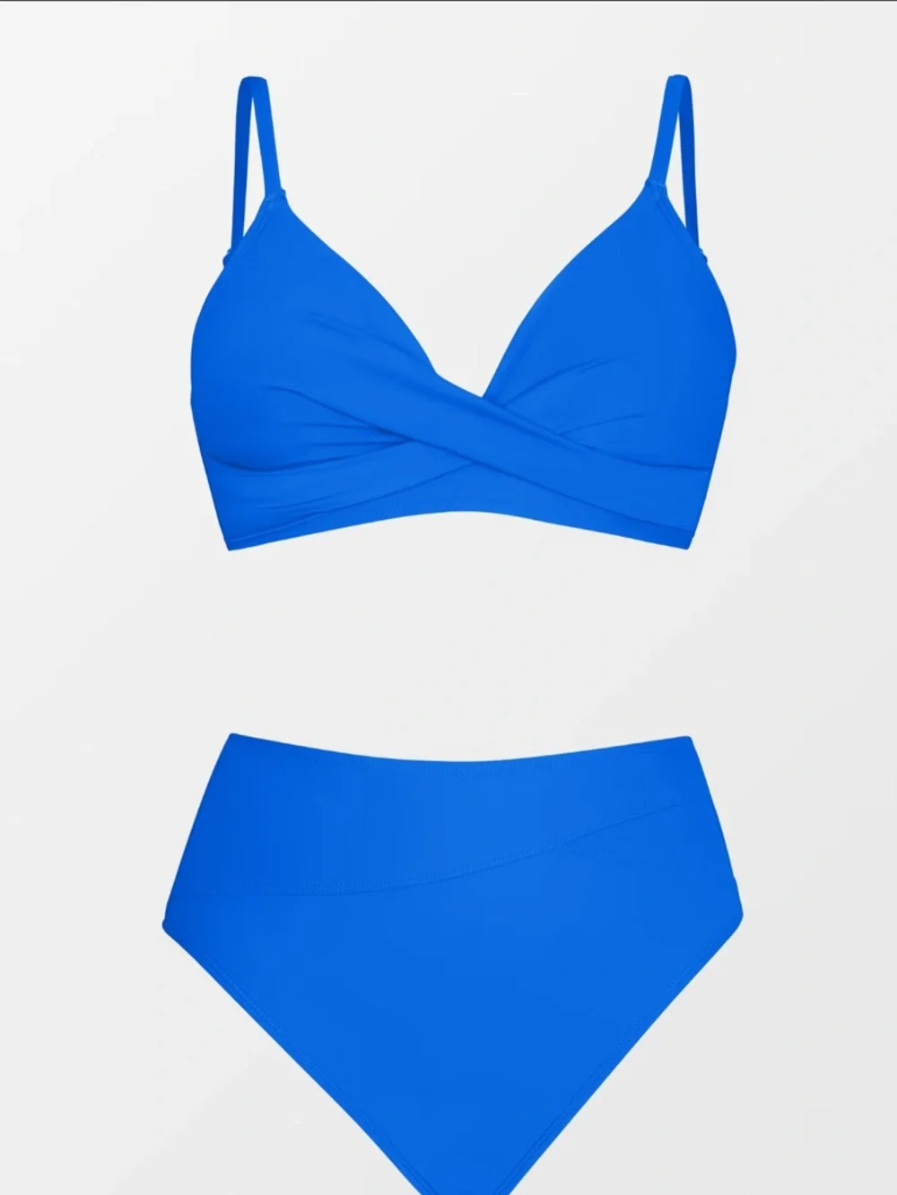 Brand New Cupshe Bright Blue Twist Front High-Waist Bikini Set